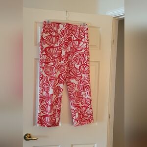 Talbots Red Leaf Print Pants, size 6